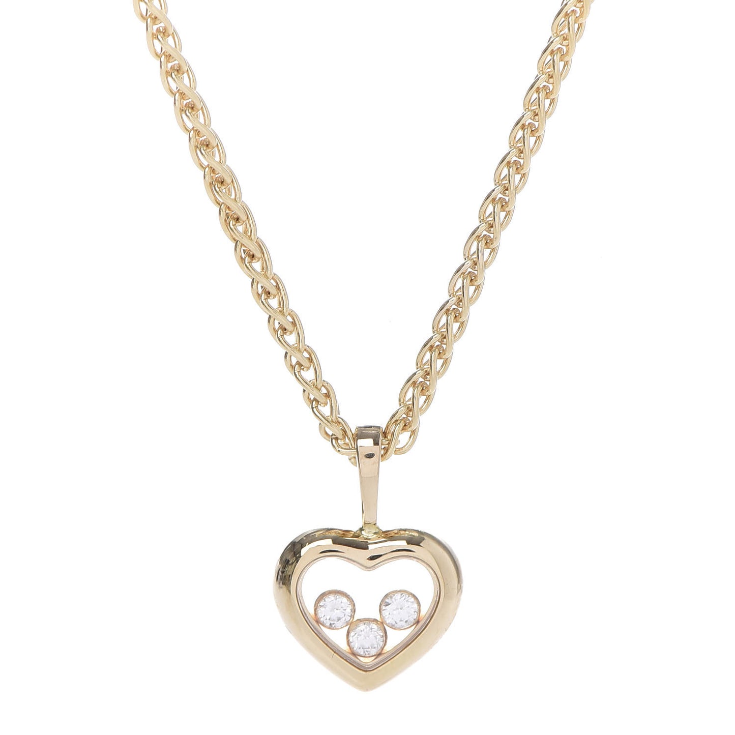 18K Yellow Gold Diamond Happy Diamonds Icons Floating Heart Pendant Necklace