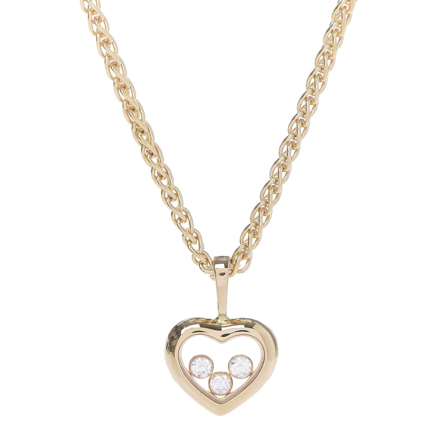 Chopard 18K Yellow Gold Diamond Happy Diamonds Icons Floating Heart Pendant Necklace 4 of 6