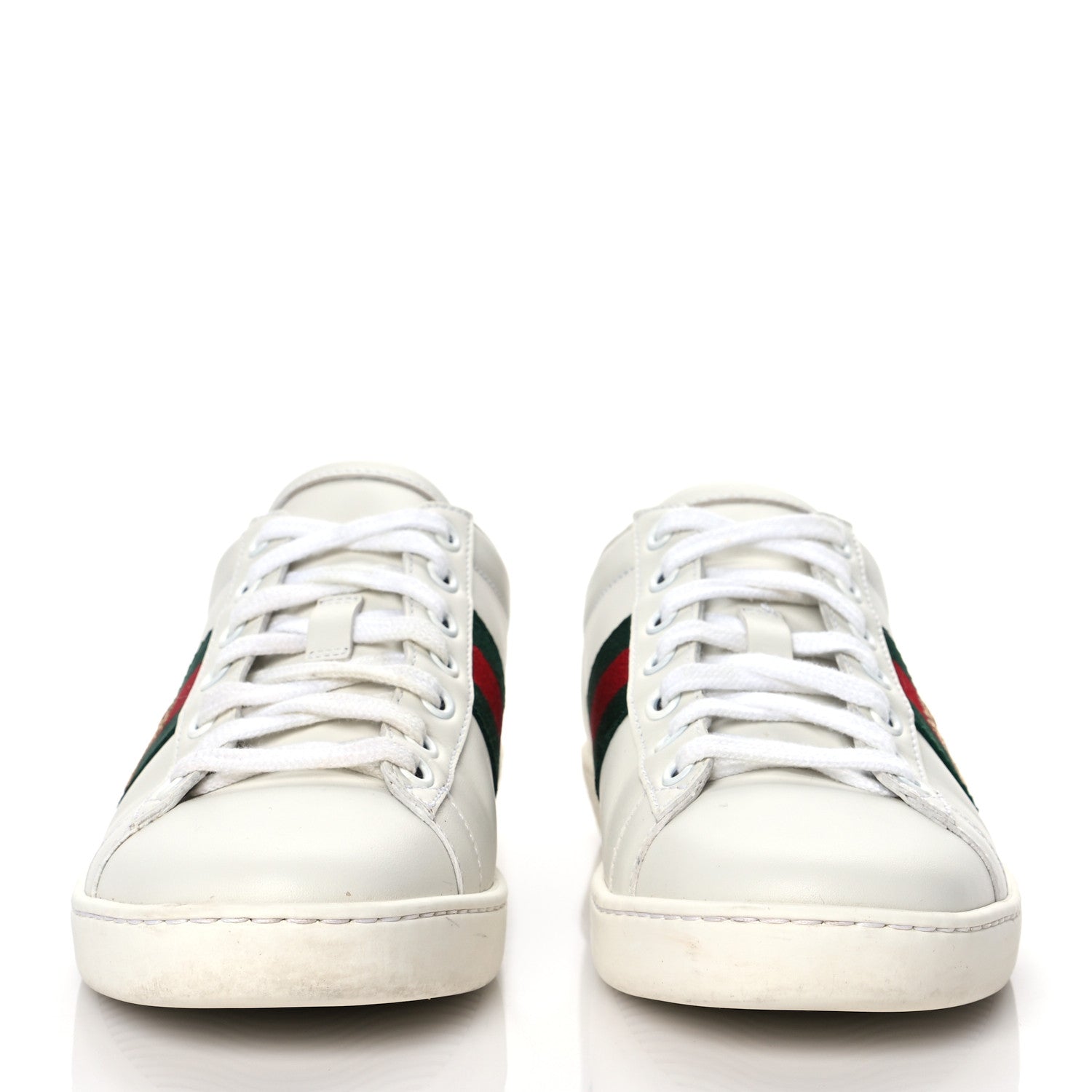 Gucci Calfskin Web Bee Embroidered Womens Ace Sneakers 37 White 2 of 10