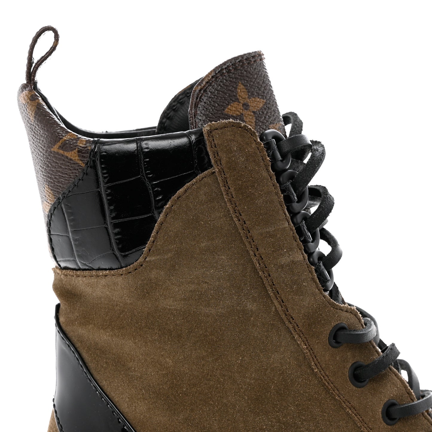 Suede Calfskin Monogram Laureate Platform Desert Boots 38 Taupe