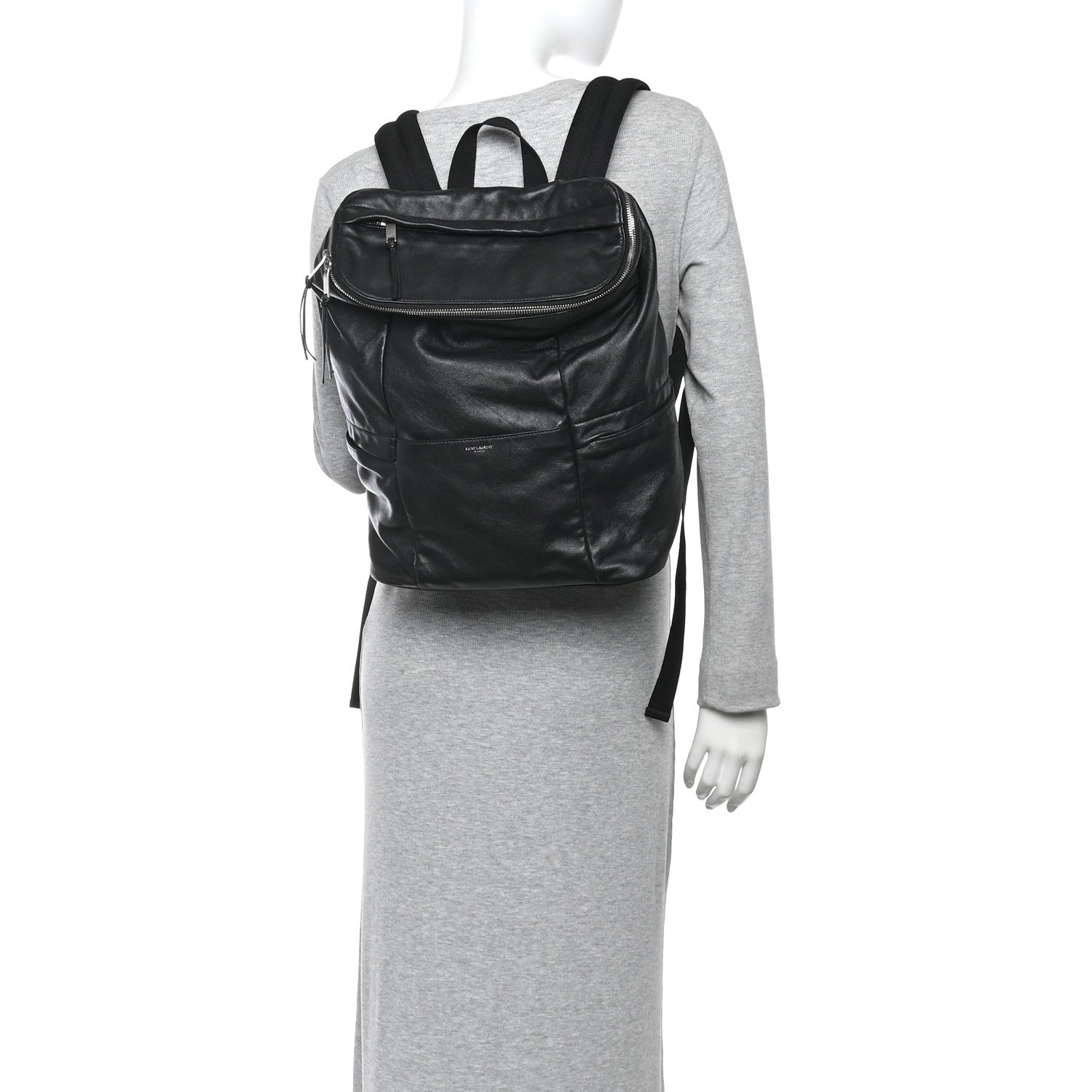 Saint Laurent Canvas Calfskin Sid Backpack Black 3 of 23