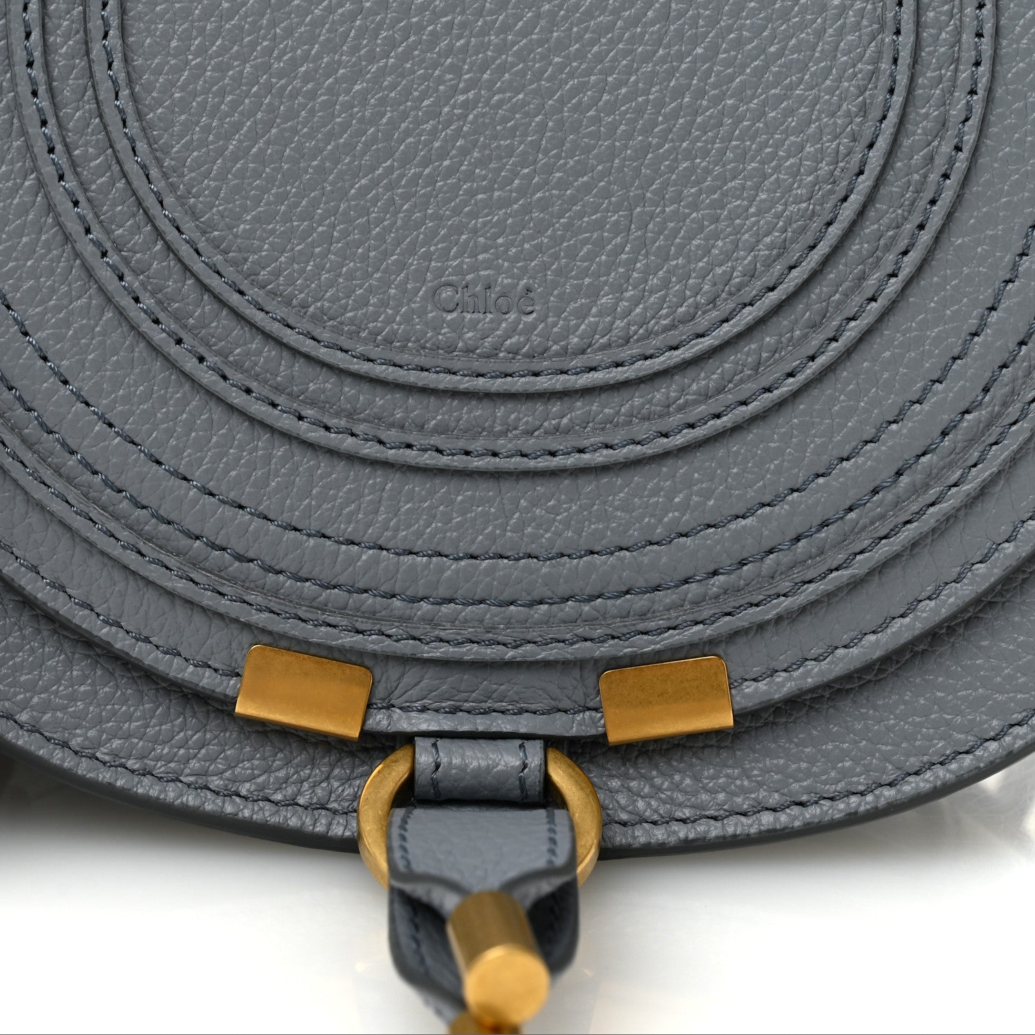 Chloe Calfskin Mini Marcie Round Crossbody Bag Storm Blue 6 of 8