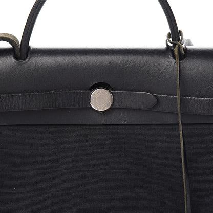 Hermes Toile Vache Calfskin Herbag 30 PM Black 9 of 12