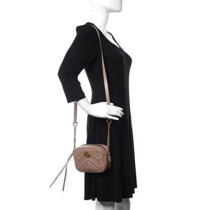 Gucci Calfskin Matelasse Mini GG Marmont Chain Shoulder Bag Porcelain Rose 2 of 10