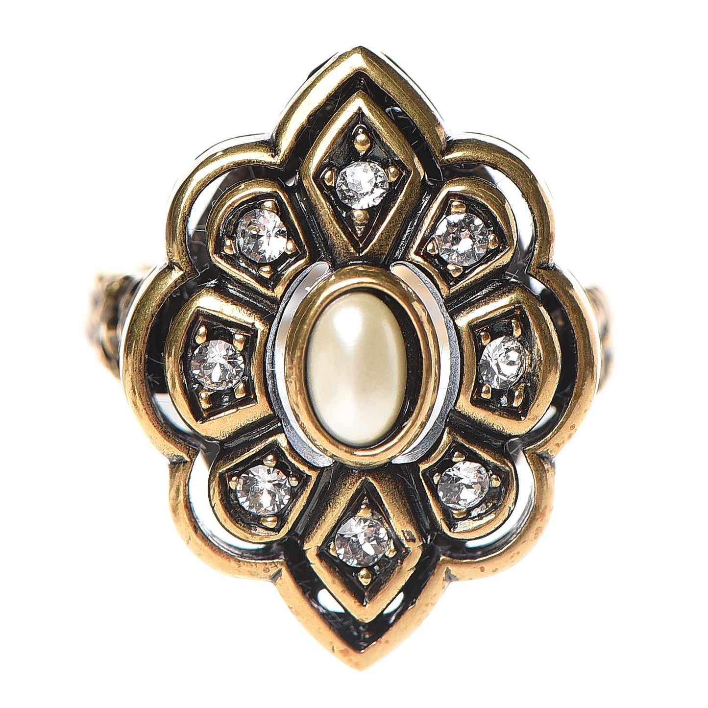 Metal Pearl Ring 13 Aged Gold