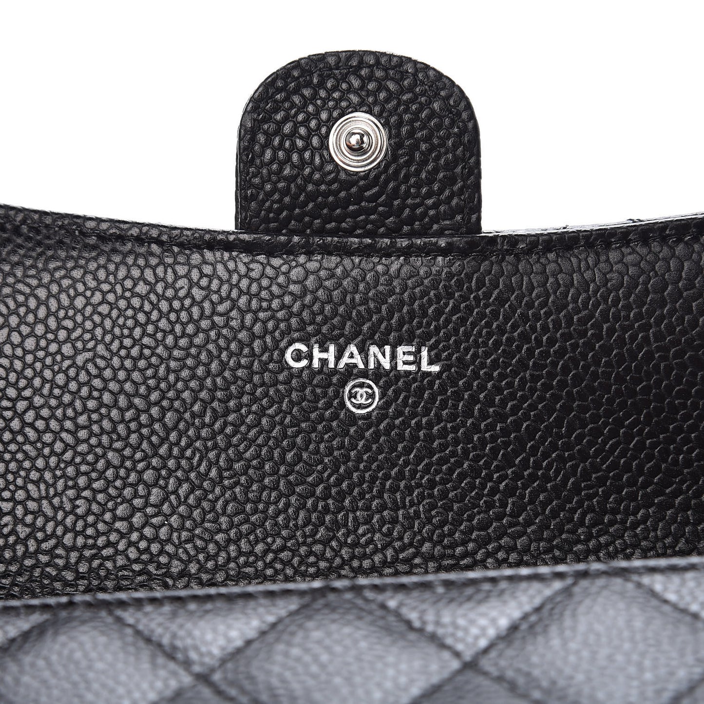Caviar Quilted Large Gusset Flap Wallet Black