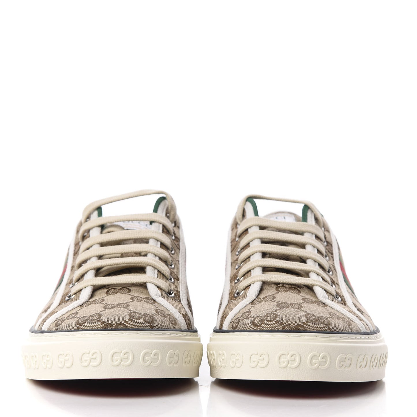 GG Monogram Web Mens 1977 Tennis Sneakers 9.5 Beige Ebony Mystic White