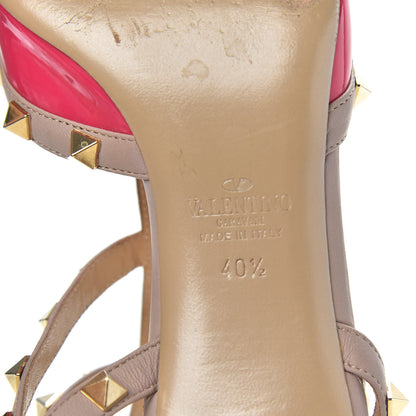 Valentino Garavani Patent Rockstud Ankle Strap Low Heel Pumps 40.5 Fuchsia Poudre 8 of 10