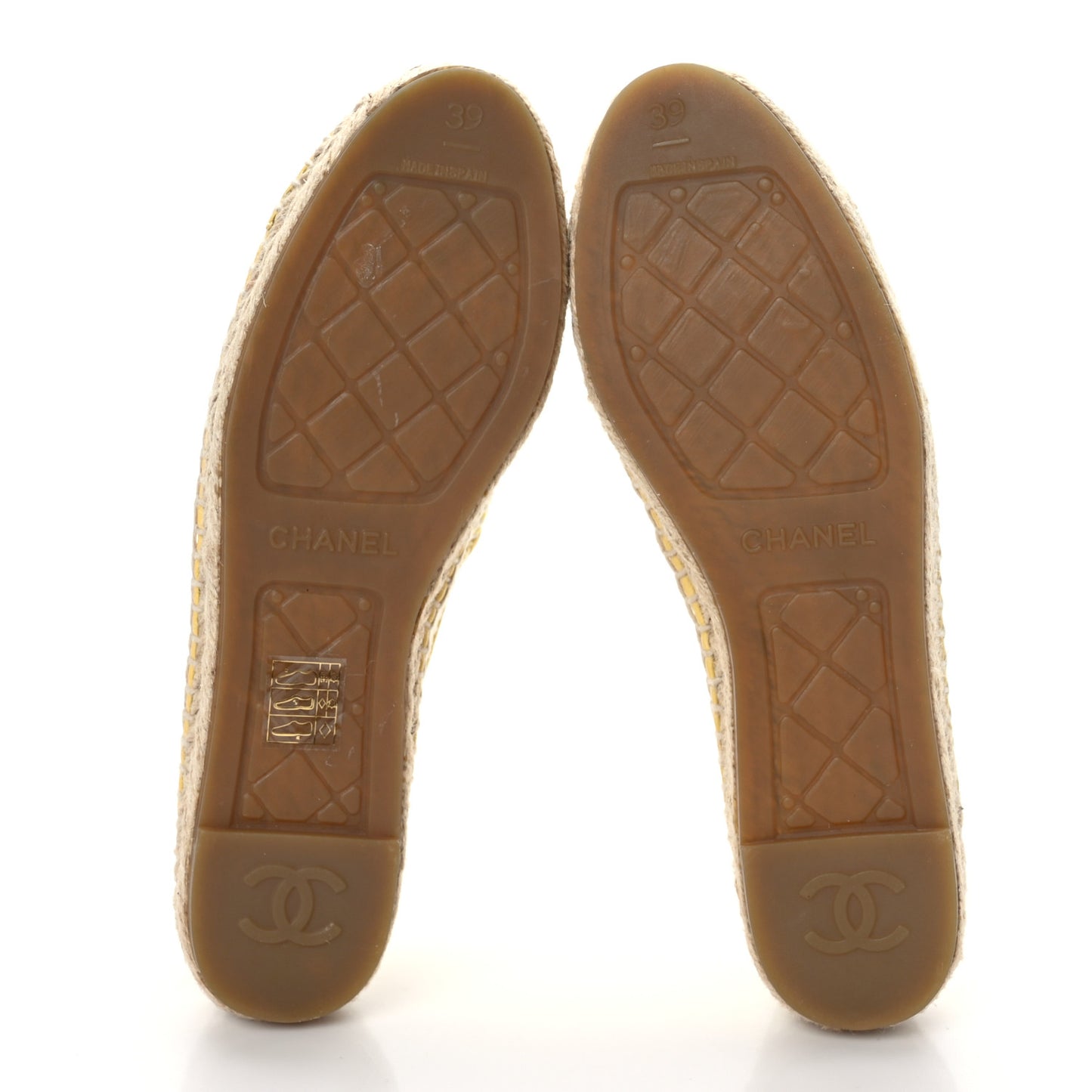 Mesh Lambskin CC Espadrilles 39 Yellow Beige