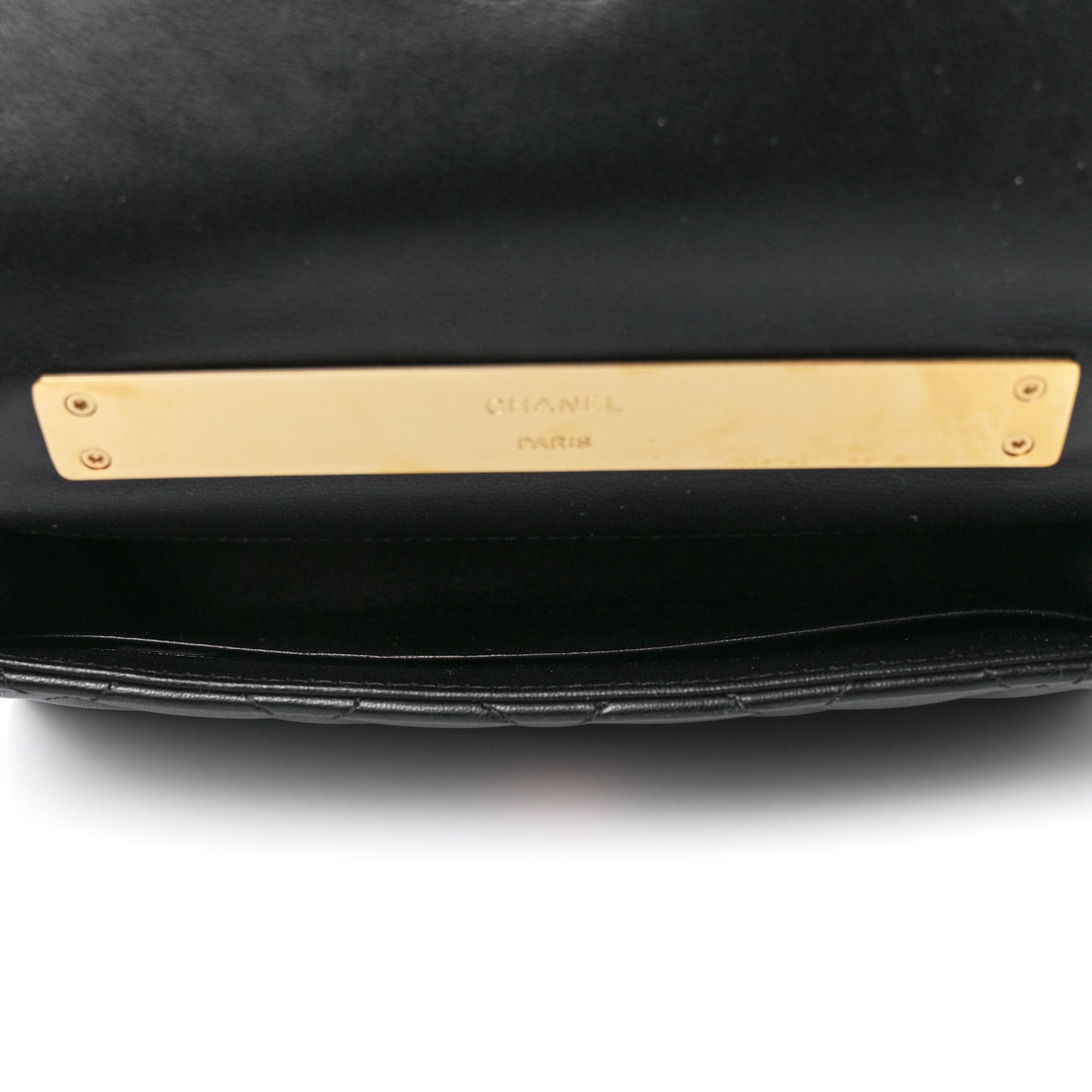 Lambskin Enamel Quilted Top Handle Flap Phone Holder With Chain Black