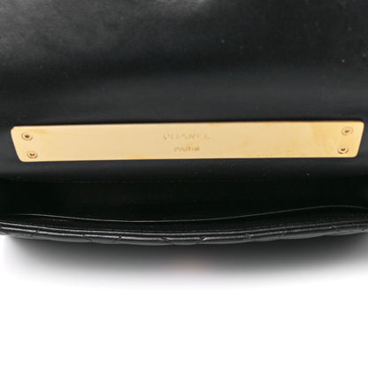 Chanel Lambskin Enamel Quilted Top Handle Flap Phone Holder With Chain Black 5 of 12
