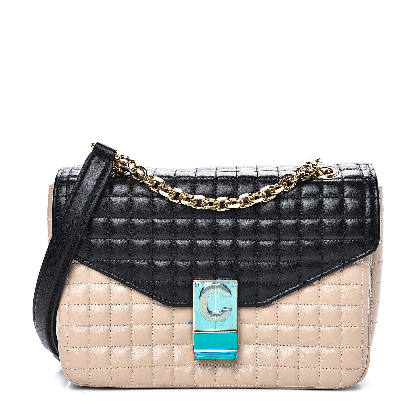 Calfskin Quilted Medium C Bag Nude Black