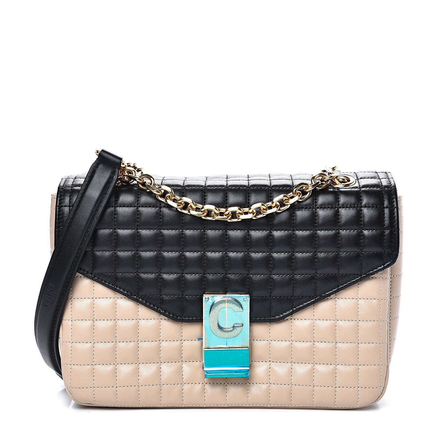 Celine Calfskin Quilted Medium C Bag Nude Black 1 of 8