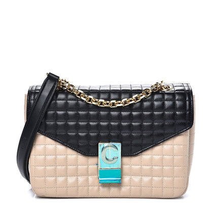 Celine Calfskin Quilted Medium C Bag Nude Black 1 of 8