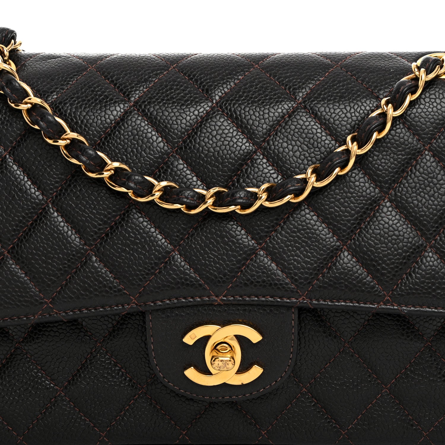Chanel Caviar Quilted Medium Double Flap Dark Brown 8 of 11