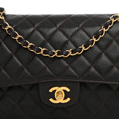 Chanel Caviar Quilted Medium Double Flap Dark Brown 8 of 11