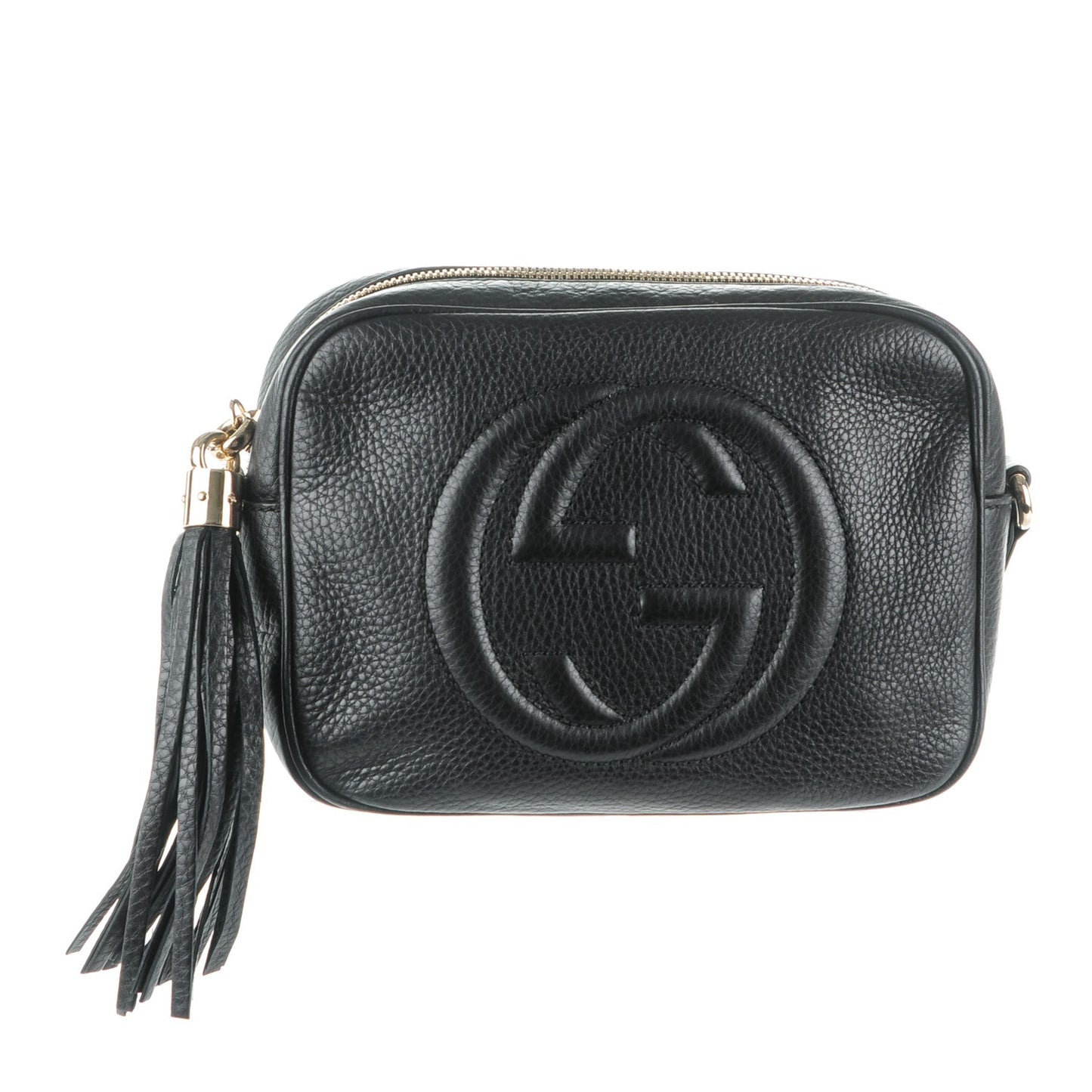 Pebbled Calfskin Small Soho Disco Bag Black