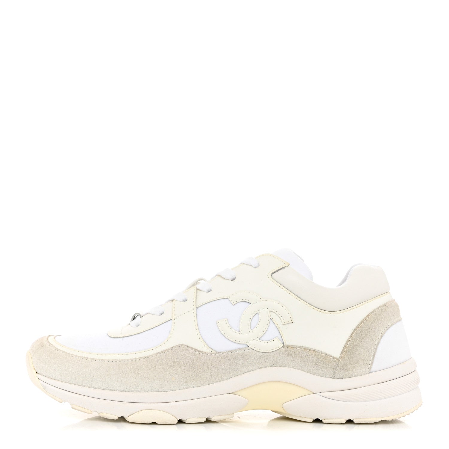 Chanel Suede Calfskin Fabric CC Sneakers 41 White 1 of 10