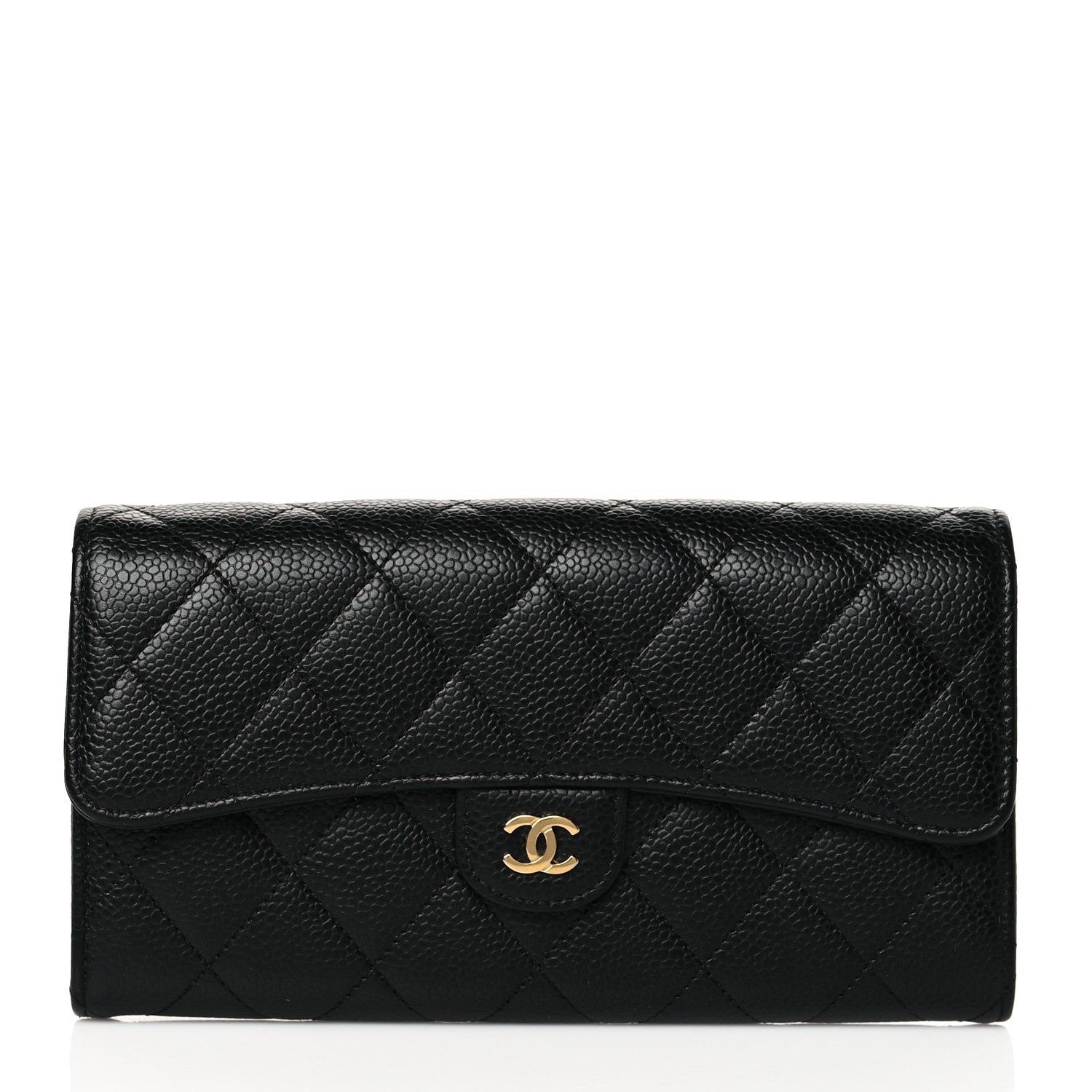 Chanel Caviar Quilted Large Gusset Flap Wallet Black 1 of 12