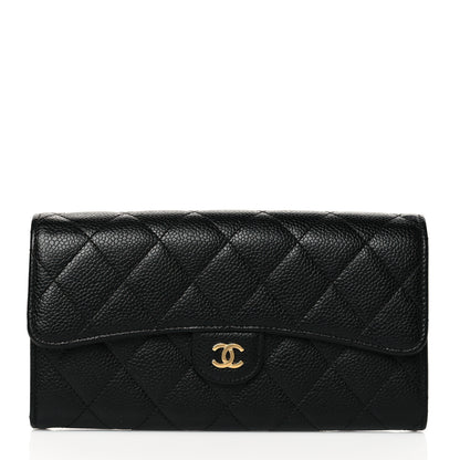Chanel Caviar Quilted Large Gusset Flap Wallet Black 1 of 12