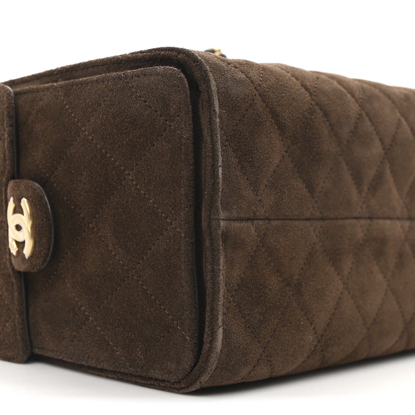 Suede Quilted Small Chanel 25 Handbag Dark Brown