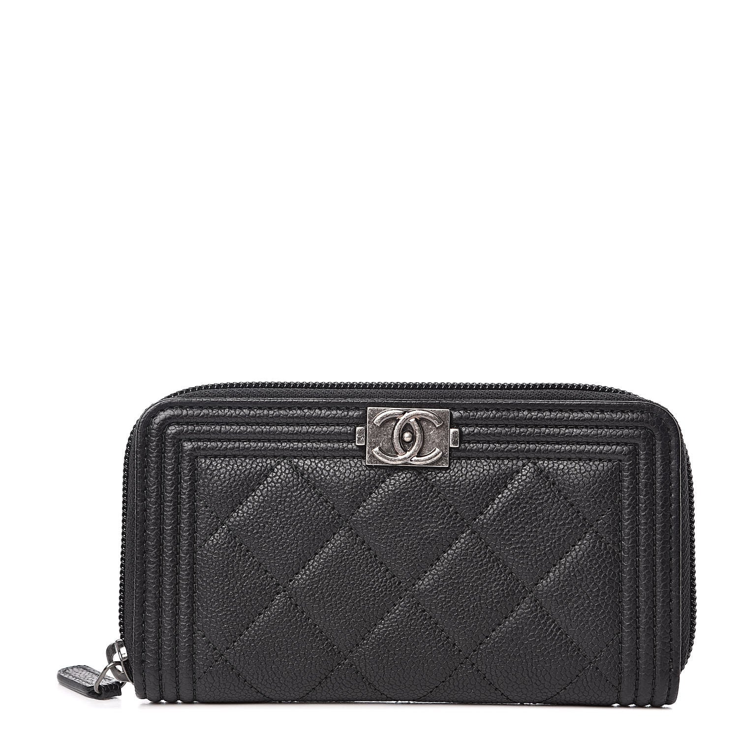 Chanel Caviar Quilted Small Boy Zip Around Wallet Black 1 of 10