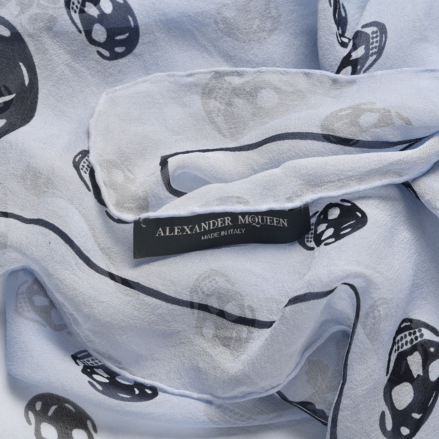 Alexander McQueen Silk Chiffon Skull Scarf Light Blue 5 of 5