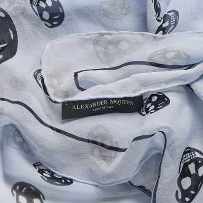 Alexander McQueen Silk Chiffon Skull Scarf Light Blue 5 of 5