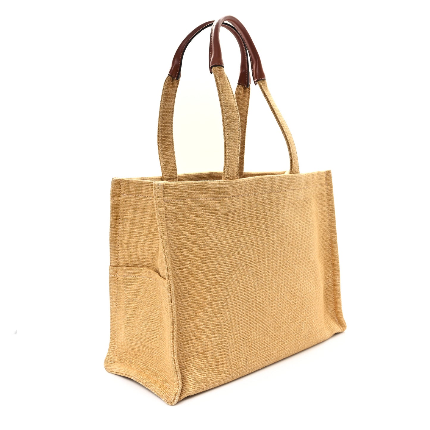 Canvas Calfskin Triomphe Large Cabas Thais Natural Tan