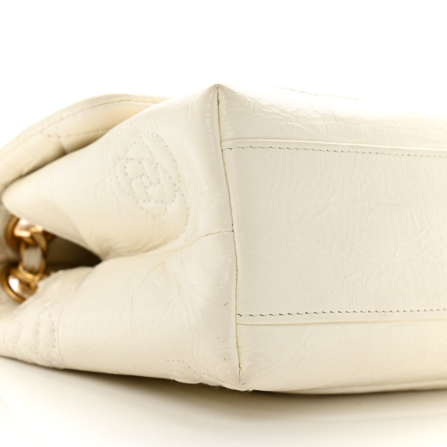 Crumbled Calfskin Embossed Flap White