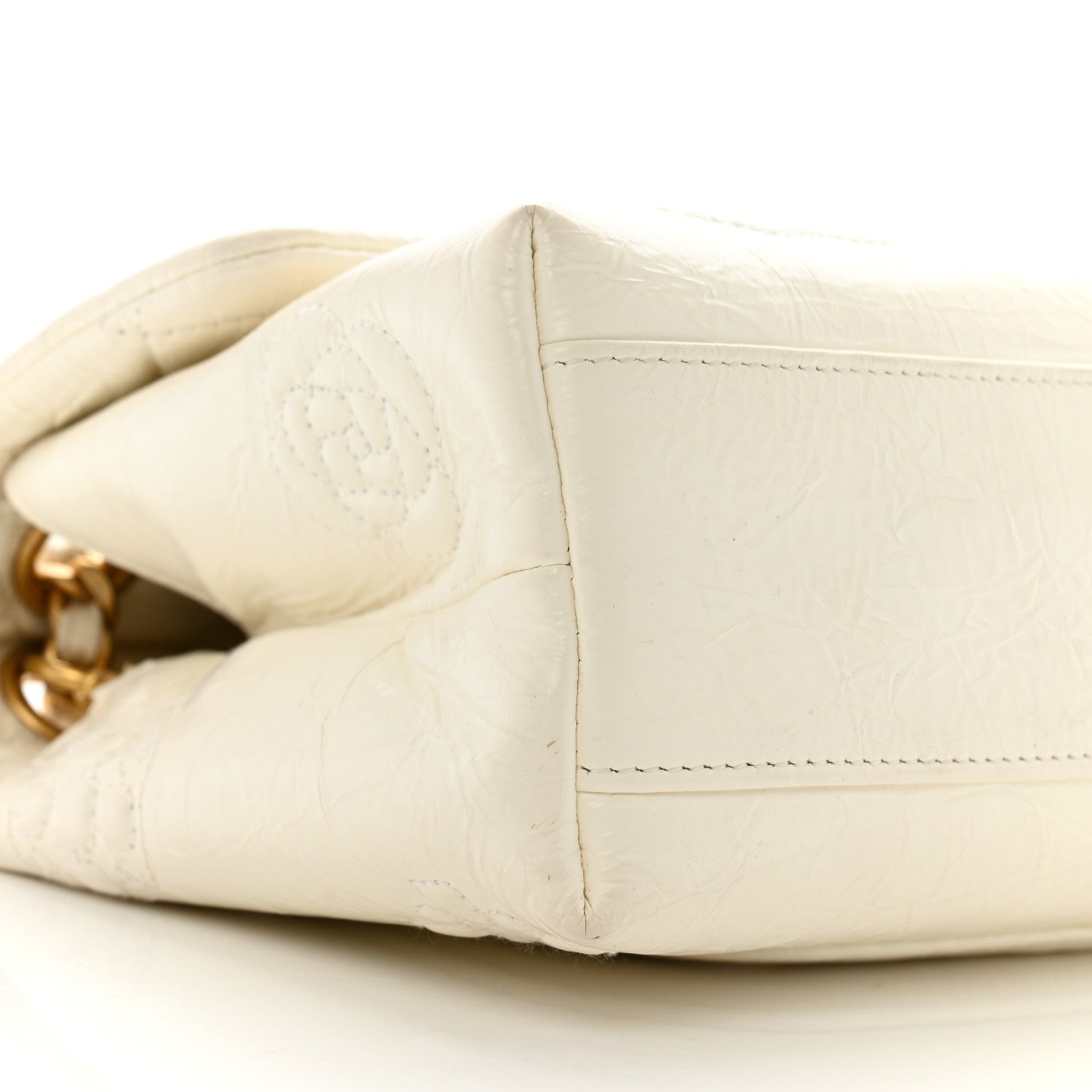 Chanel Crumbled Calfskin Embossed Flap White 9 of 13