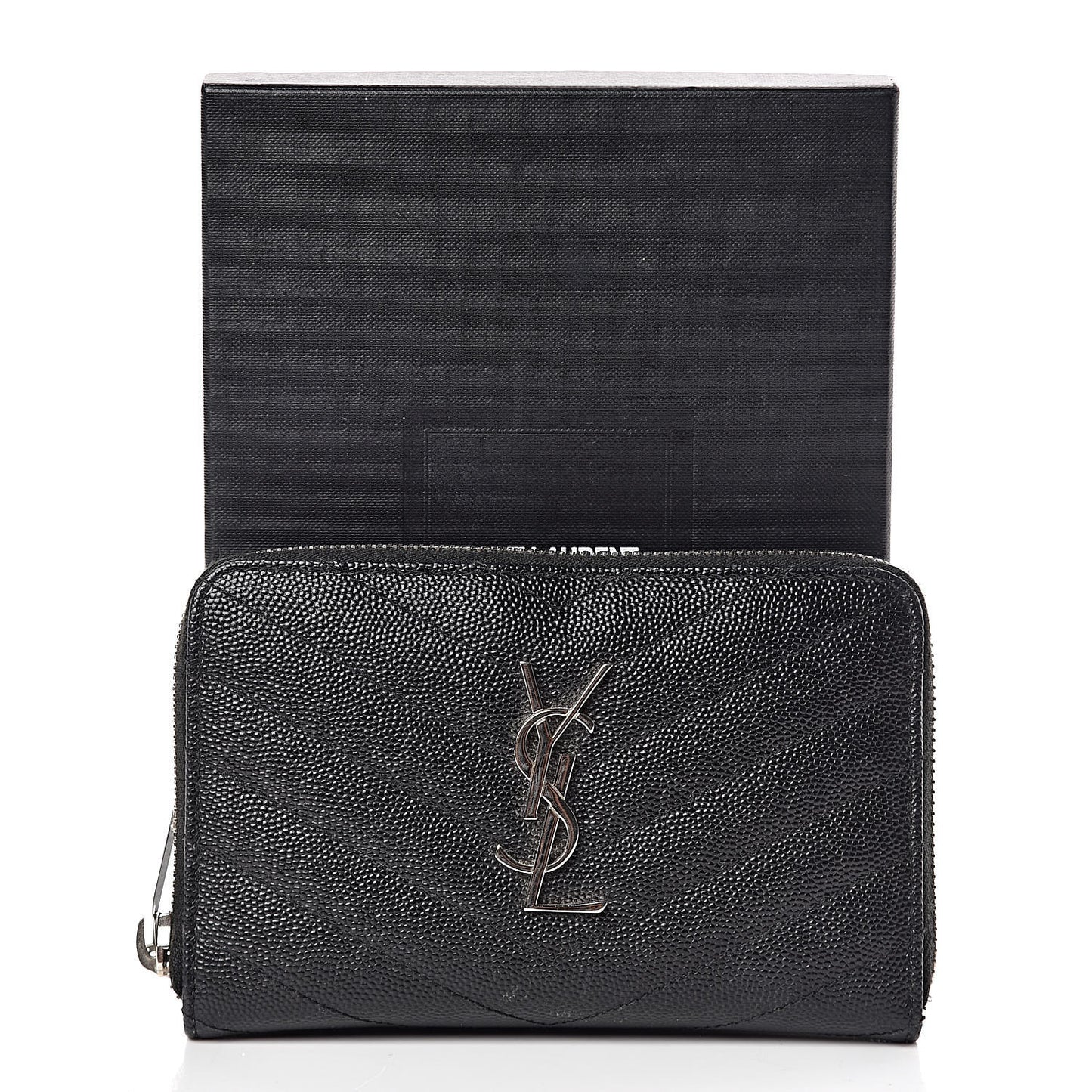 Grain De Poudre Matelasse Chevron Monogram Zip Around Wallet Black