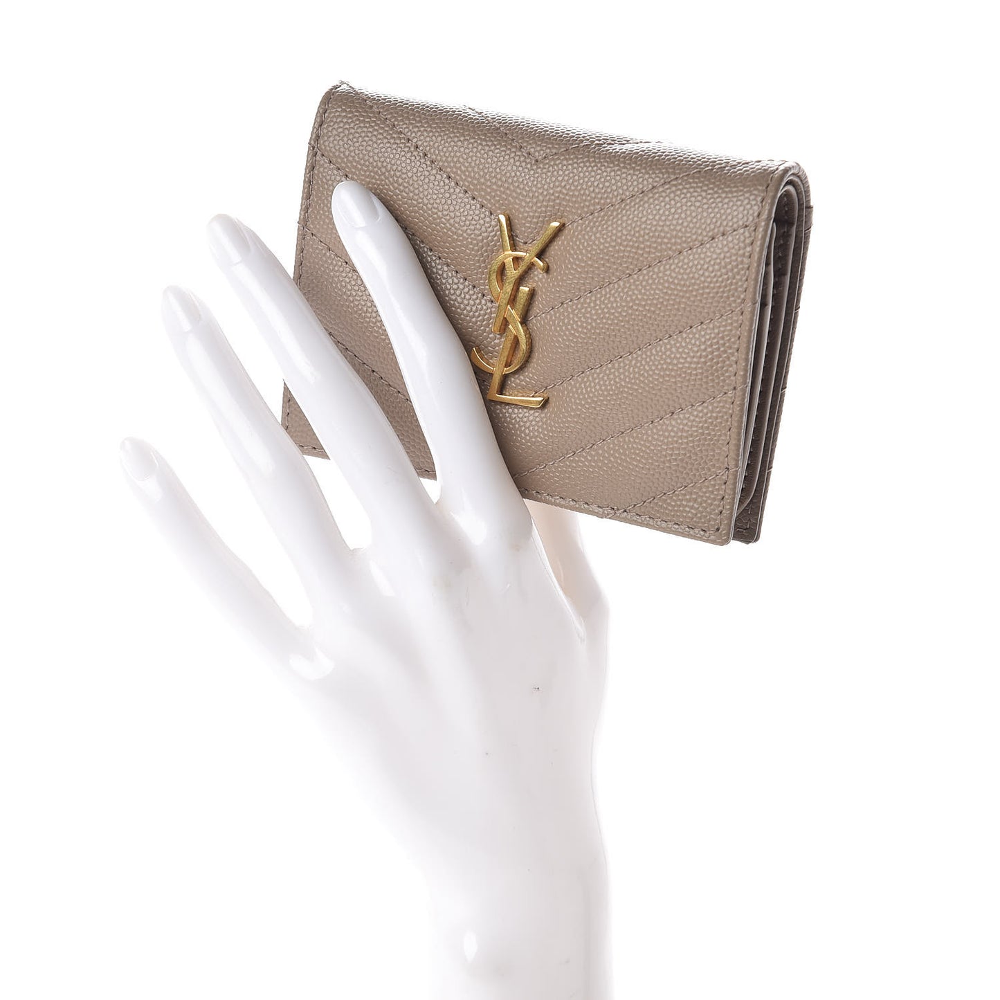 Grain De Poudre Matelasse Chevron Monogram Card Case Dusty Grey