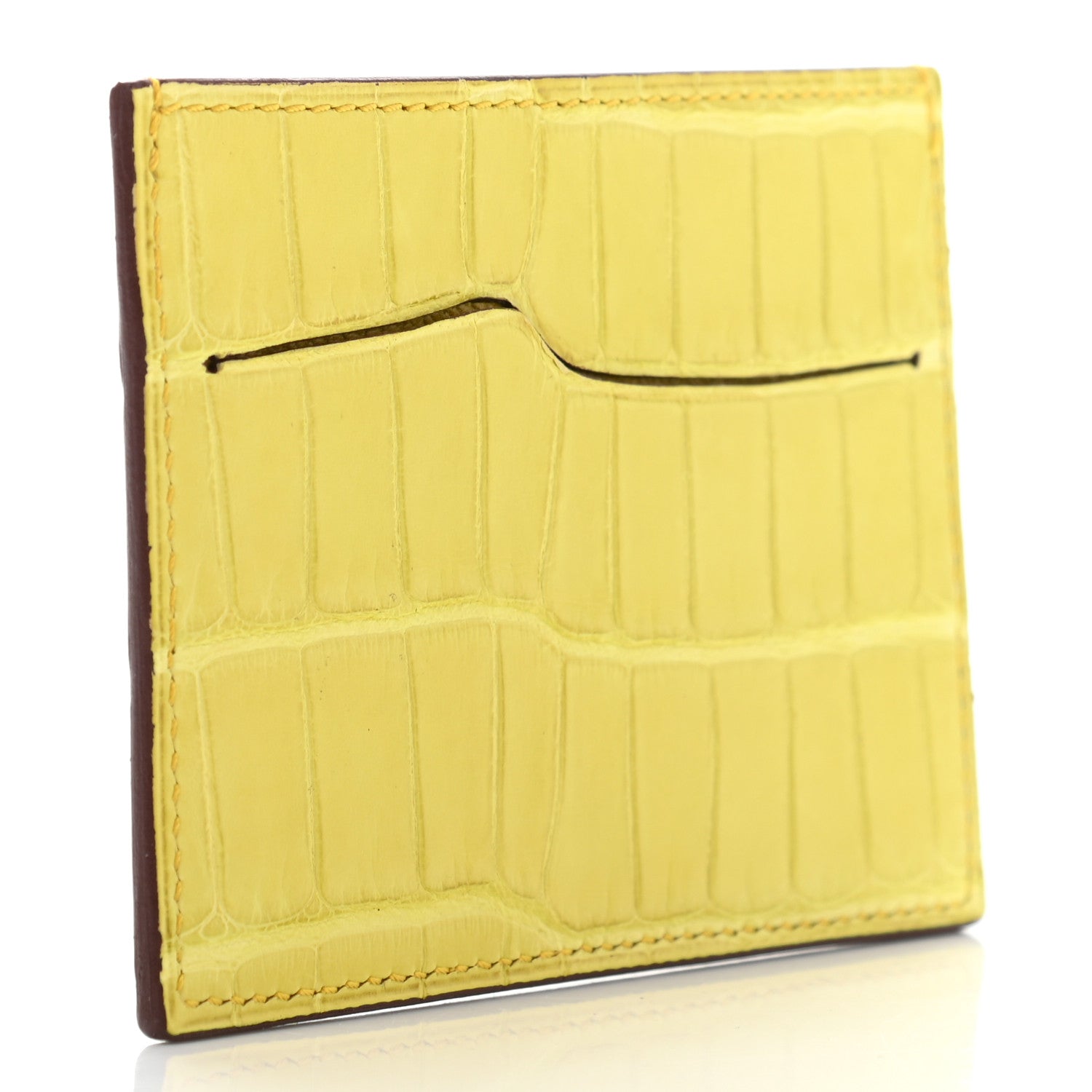 Hermes Matte Alligator Petit H Card Case Mimosa 3 of 6
