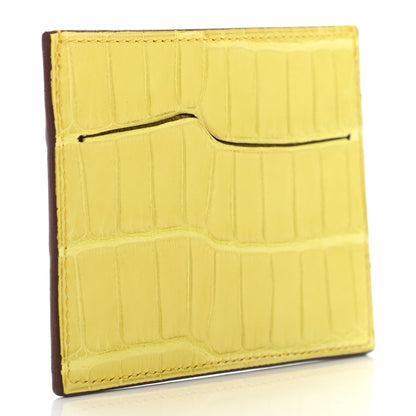 Hermes Matte Alligator Petit H Card Case Mimosa 3 of 6