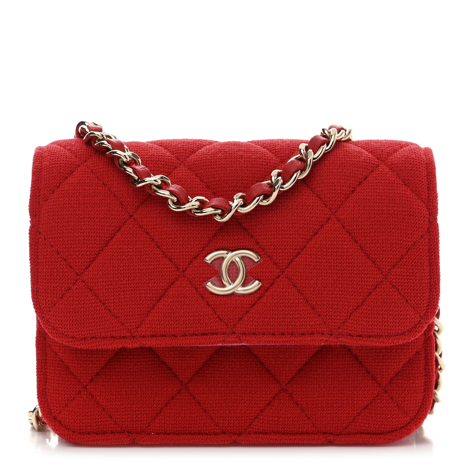 Chanel Jersey Quilted Micro Mini Flap Red 1 of 11