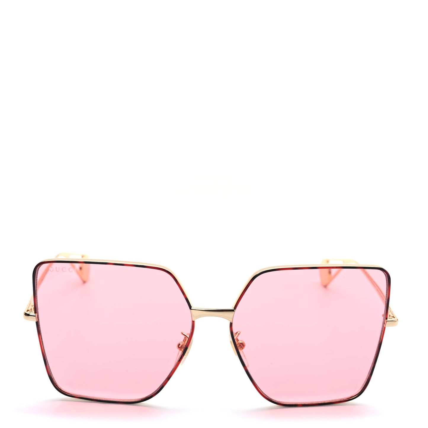Metal Square Frame Sunglasses GG0436S Gold Pink