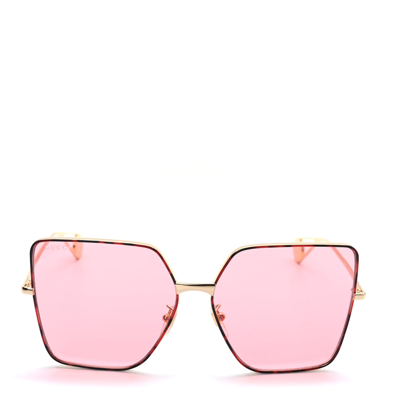 Gucci Metal Square Frame Sunglasses GG0436S Gold Pink 2 of 8