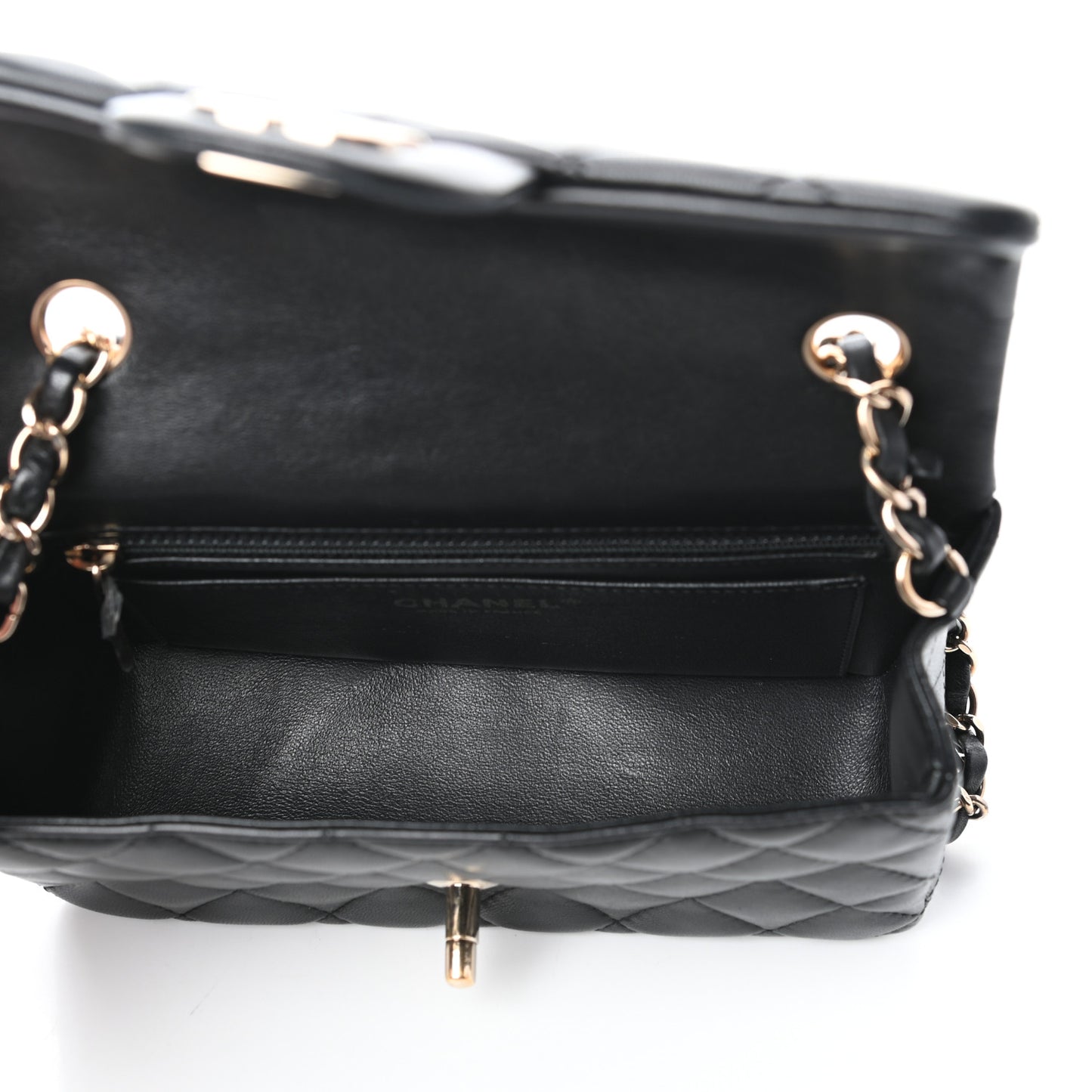 Lambskin Quilted Mini Rectangular Flap Black