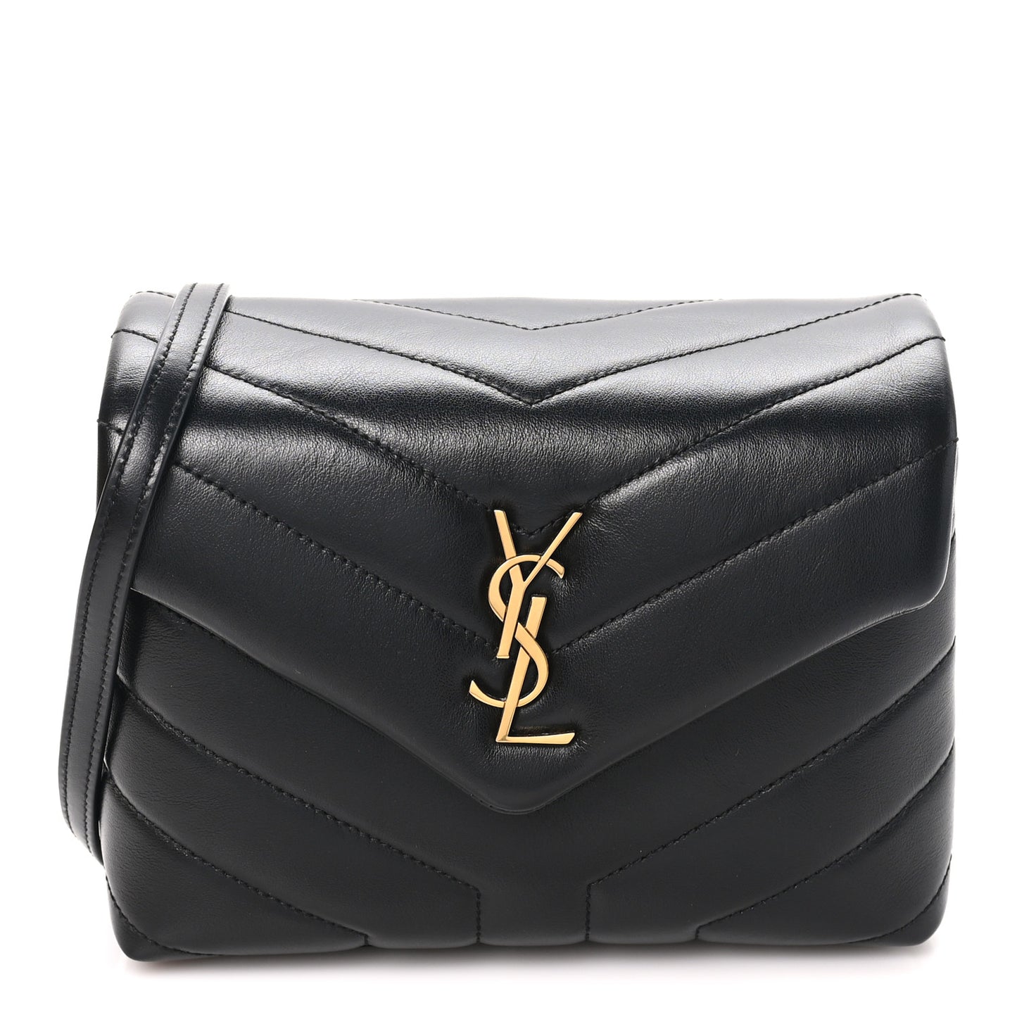 Calfskin Y Quilted Monogram Toy Loulou Crossbody Bag Black