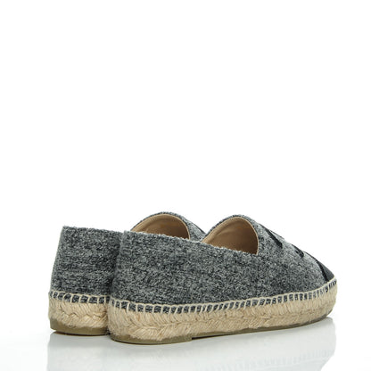 Chanel Tweed Velvet CC Espadrilles 37 Grey Black 4 of 7
