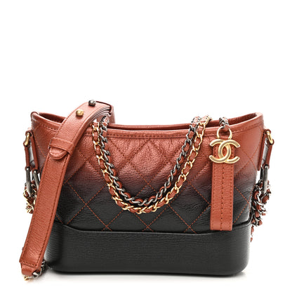 Chanel Metallic Goatskin Quilted Small Gabrielle Hobo Black Copper 1 of 11