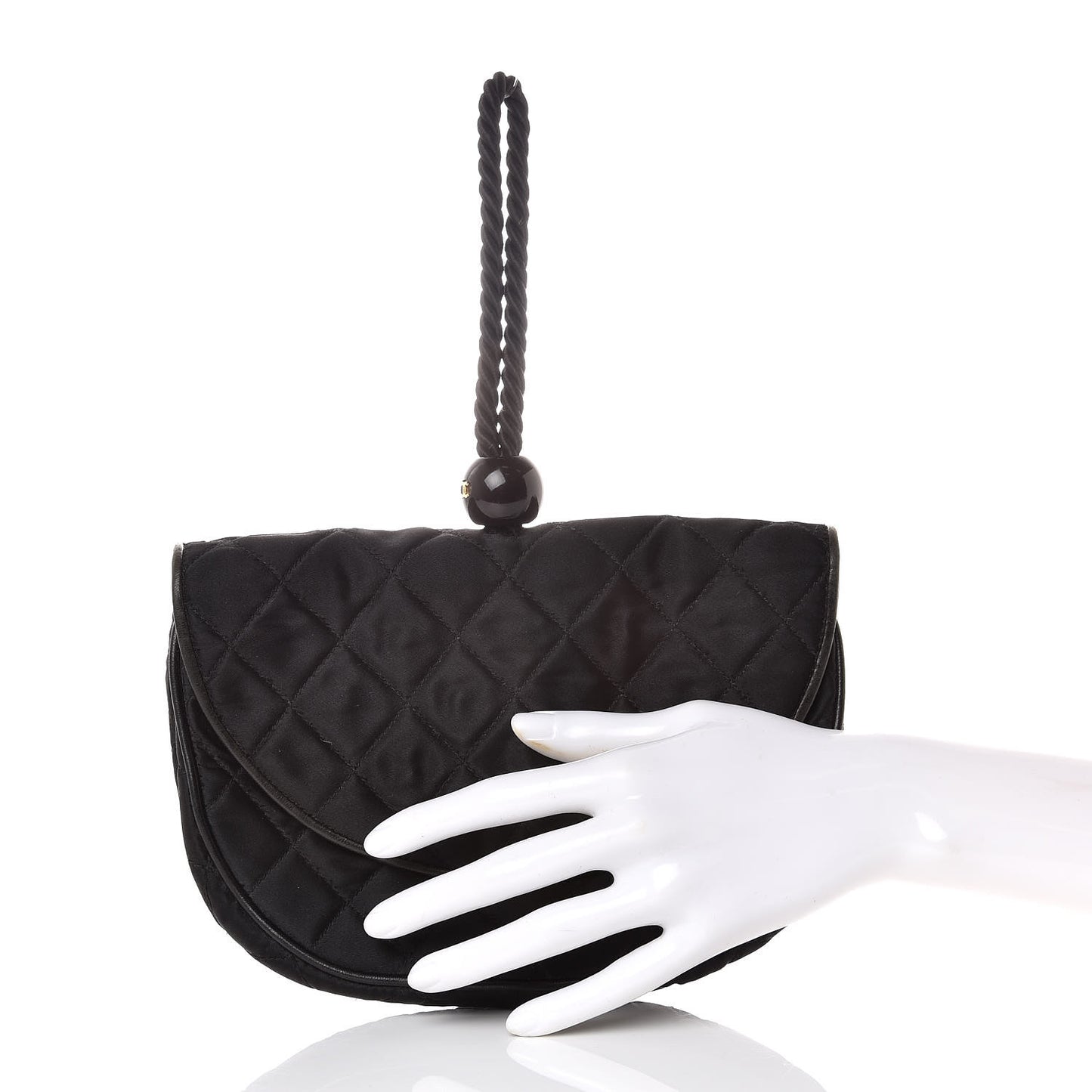 Satin Quilted Evening Clutch Black