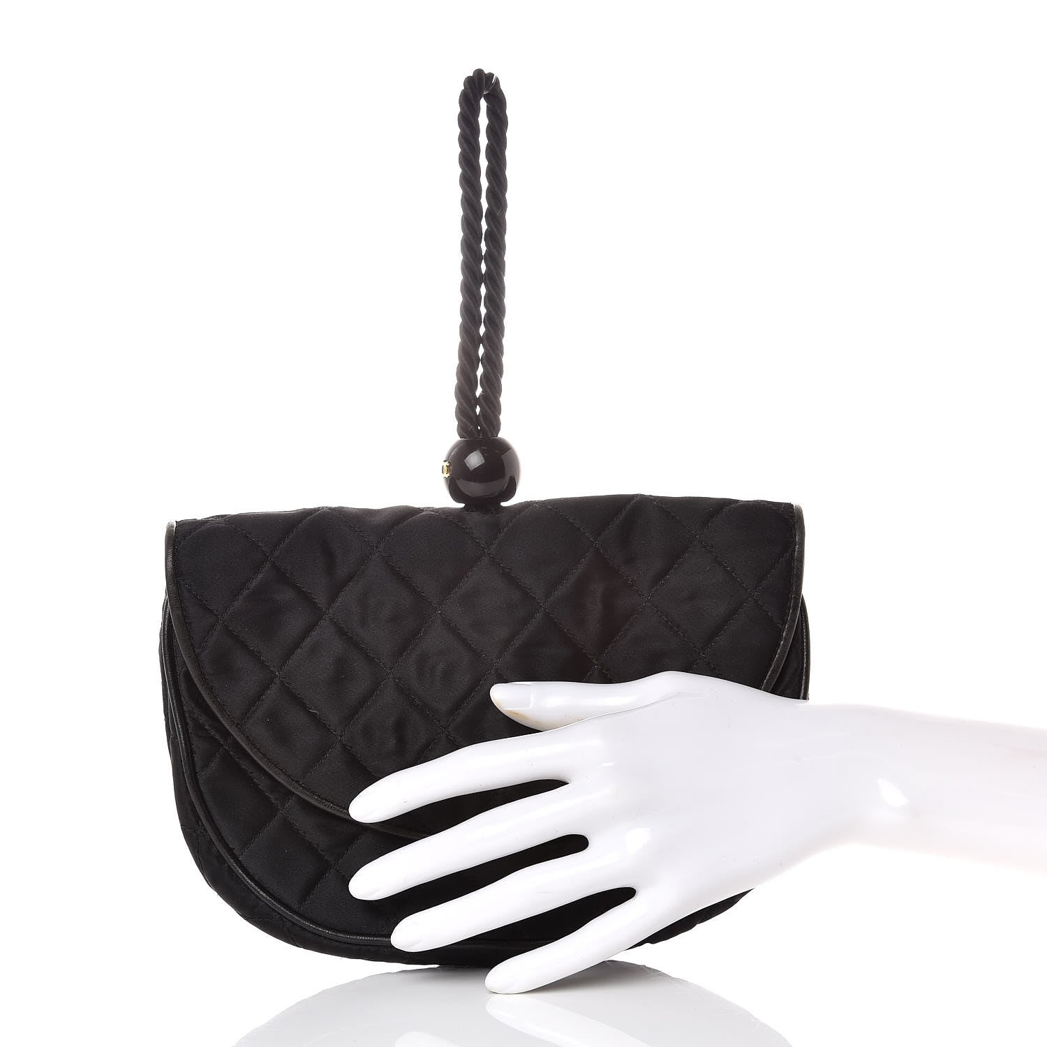 Chanel Satin Quilted Evening Clutch Black 2 of 12