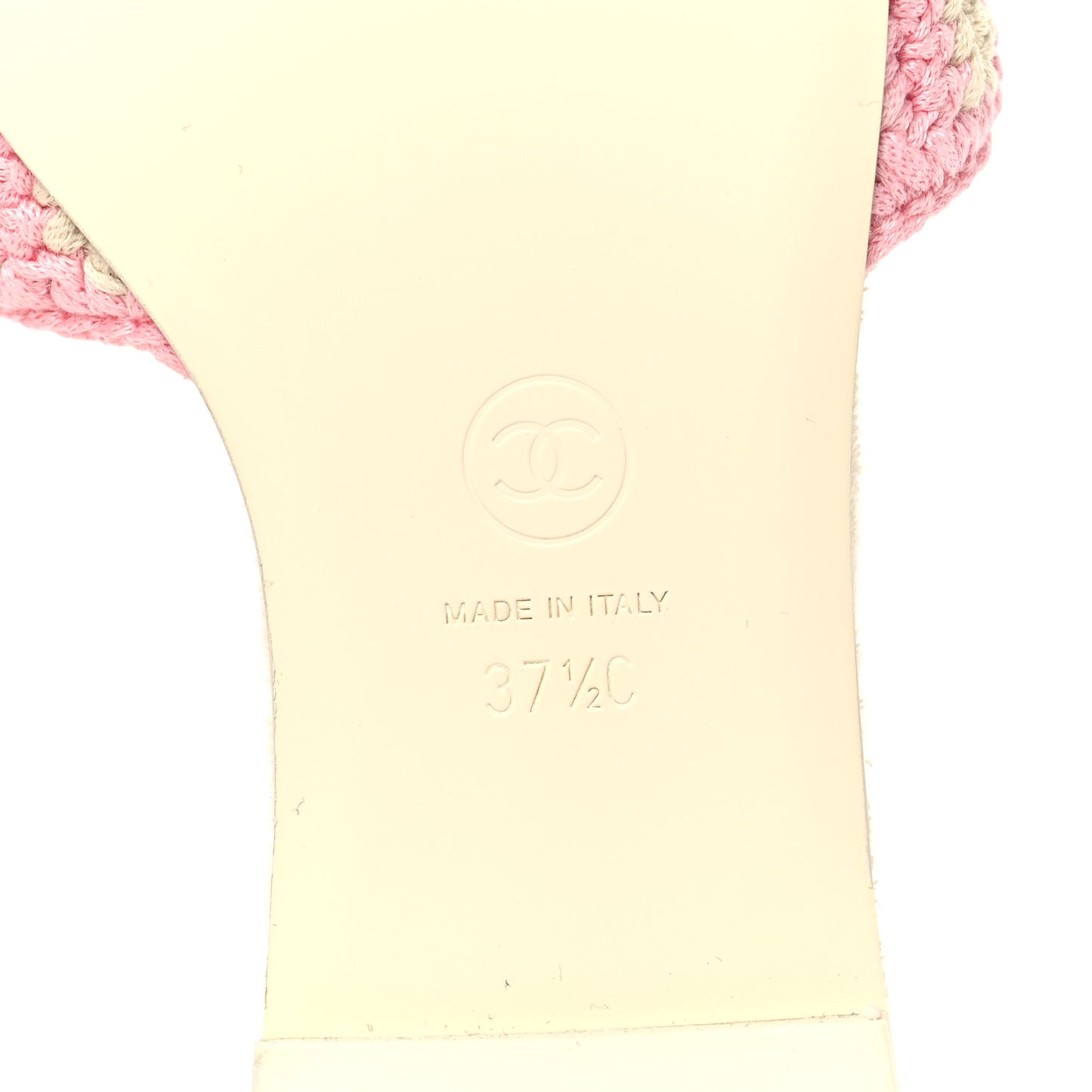 Crochet Striped Enamel Camellia Mules Sandals 37.5 Ivory Pink