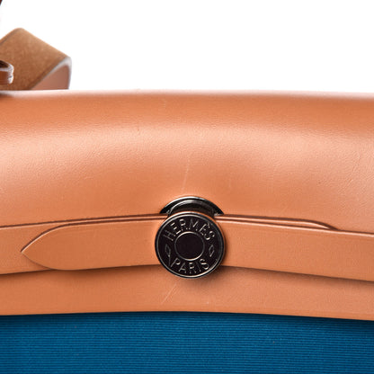 Hermes Vache Hunter Toile Herbag Zip 31 PM Bleu Natural 7 of 15