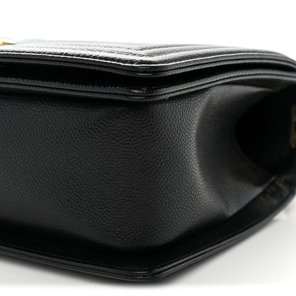 Chanel Caviar Chevron Quilted Medium Boy Flap Black 18 of 19