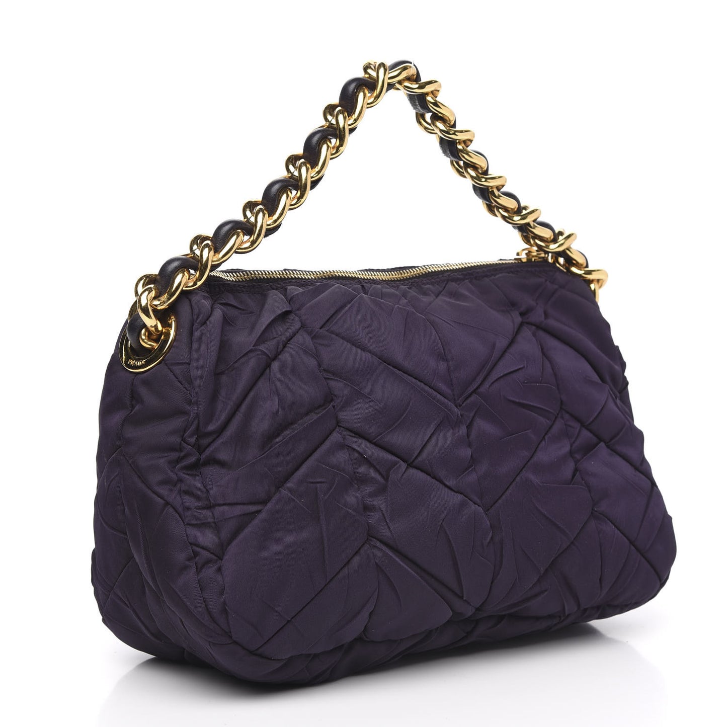Tessuto Nylon Chevron Quilted Shoulder Bag Plum