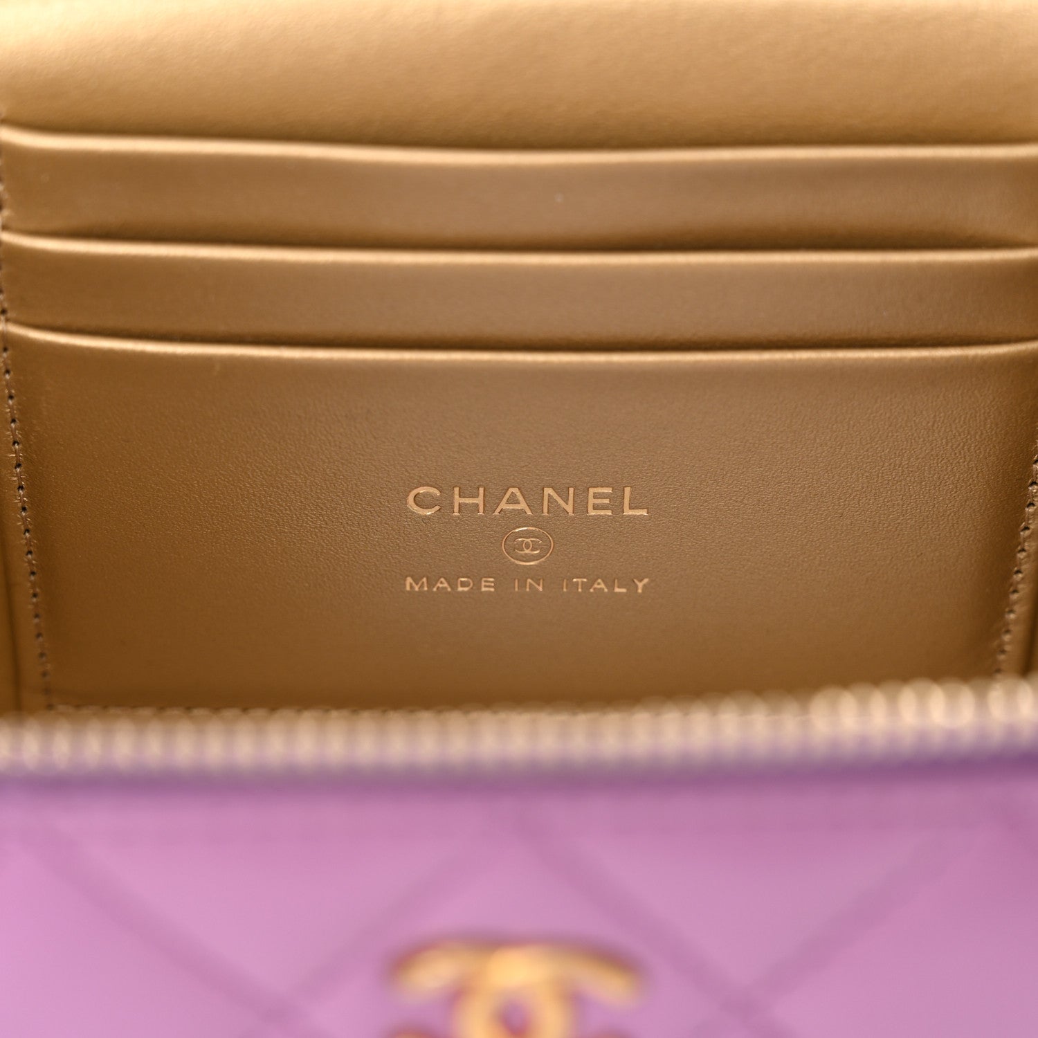 Chanel Lambskin Quilted Pearl Crush Small Vanity Case With Chain Purple 6 of 12
