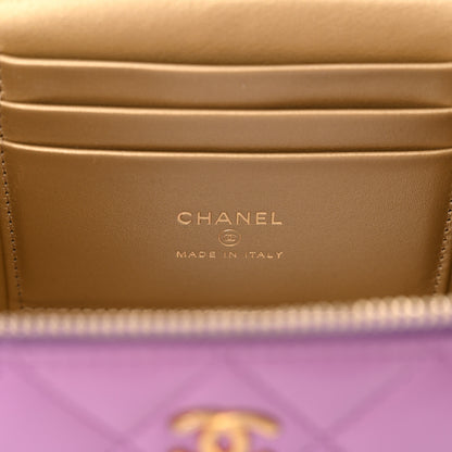 Chanel Lambskin Quilted Pearl Crush Small Vanity Case With Chain Purple 6 of 12